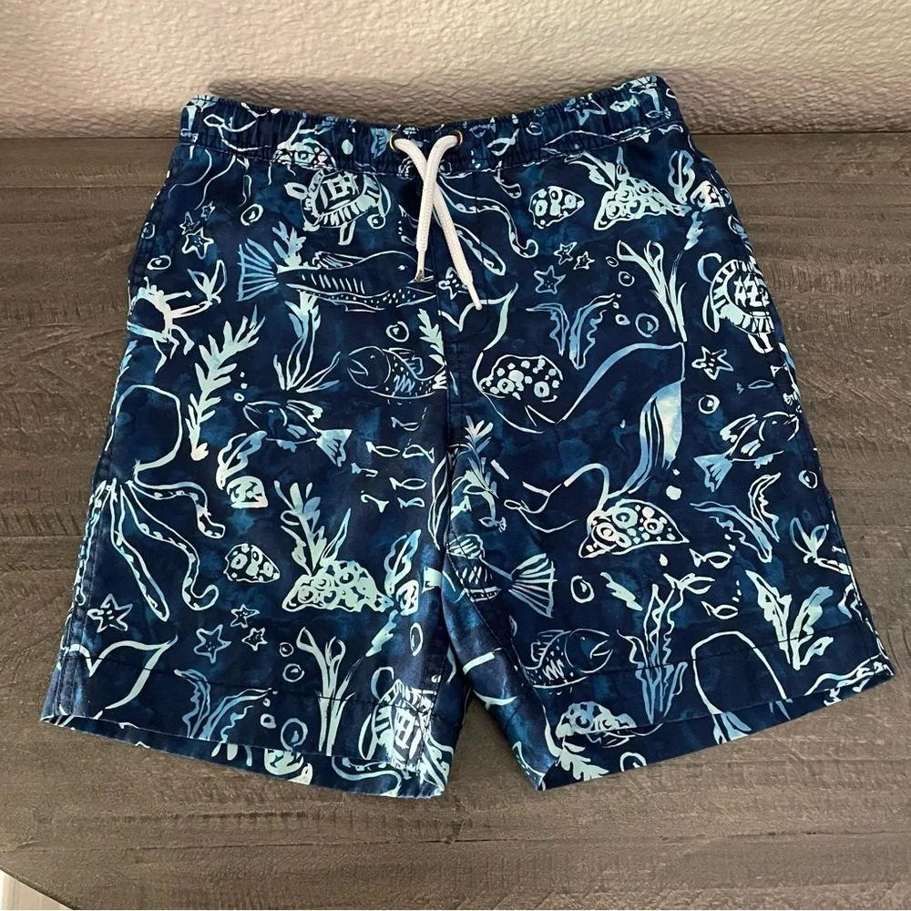 Lands end youth boys Nautical Navy Swim Trunks